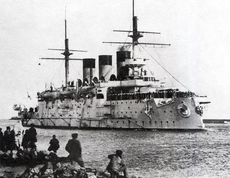 Rosyjski pancernik "Oslabja", pierwszy okręt zatopiony pod Cuszimą 
